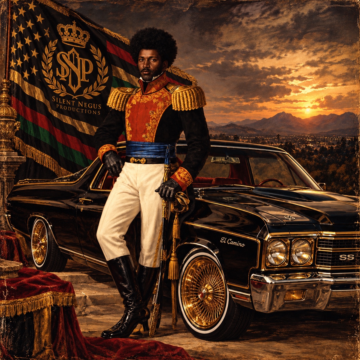 NEGUS AMERICANÀ artwork featuring Tray Day SADD and the El Camino
